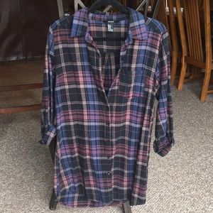 Soft Flannel Button Down Mini Dress